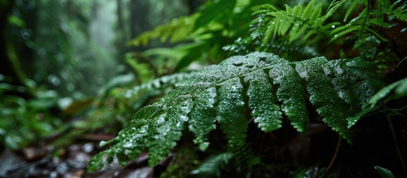 Angiopteris evecta, a large rainforest fern in Marattiaceae family, grows low to the ground with stems covered by hair or scales.