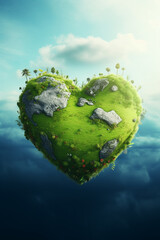 Fototapeta premium heart shaped planet on green meadow
