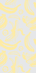 Naklejka premium Vector banana seamless pattern for tropical banner design. Banana background. Naive hand-drawn crayons plantains backdrop. Bananas sketch ornament.