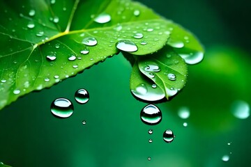 Beautifull drops of water drippng from awesome greeen leaves genrative ai technolgy very beautifull...
