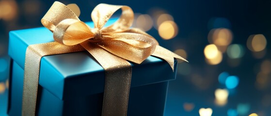 Vibrant gift wrapping: closeup view of a beautifully wrapped present with elegant ribbon and bow - Powered by Adobe