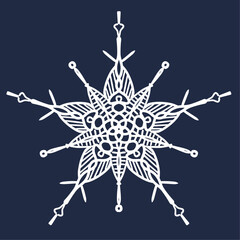 vector illustration white snowflake isolated on dark background 
