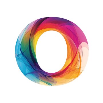 Letter O rainbow color palette, text font logo minimalism on a white background