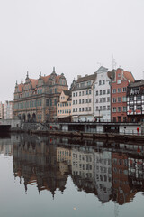 Fototapeta premium Gdansk with beautiful old town over Motlawa river in the morning, Poland. High quality photo