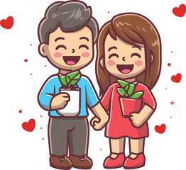 Valentine Day Couple in love doing special date celebration