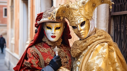 a person in a carnival Venetian mask against the background of the city, traditional Italian holiday, Venice, masquerade, costume, outfit, girl, woman, art, celebration, theater, doll, decor, design