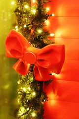 Close-up of a festively decorated Christmas background - 698705018