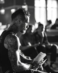 Fototapeta na wymiar Diverse Expression: Young Tattooed Individuals at a Baptism Ceremony