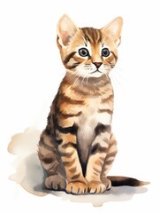 Minimalistic Superb Watercolor Illustration of a Playful Toyger AI Generated
