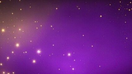 Purple background with golden sparkling particles and bokeh lights. background with gold foil texture