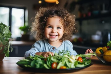 Fotobehang child, food, vegetables, eating © YamunaART