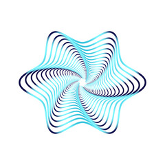 Glowing guilloche star rosette with light and dark blended hues of teal  gradient colors emulating a glowing center.