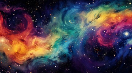 An abstract pattern of swirling galaxies and cosmic dust, great for a space-themed vector background.