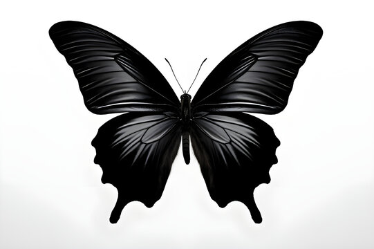 Photo of butterfly black, minimal , clean , aesthetic , isolated on white background