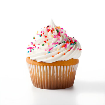 Photo of cup cake , minimal , clean , isolated on white background