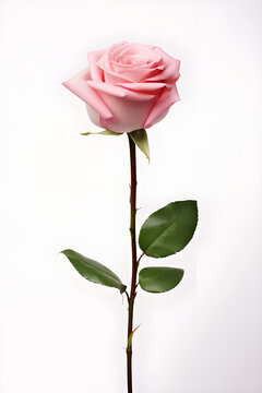 Photo of pink rose, minimal , clean , isolated on white background