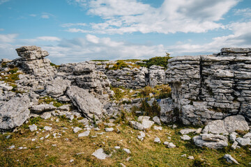 View of the alpine meadows of the Font d'Urle plateau in the Vercors (Drôme, France) with its...