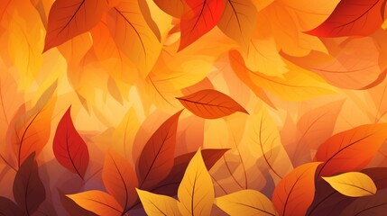 Fototapeta premium A pattern of colorful autumn leaves against a warm, golden backdrop, perfect for a fall-themed vector background.