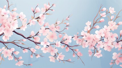 Obraz na płótnie Canvas A pattern of delicate cherry blossoms against a soft pastel backdrop, perfect for a spring-themed vector background.