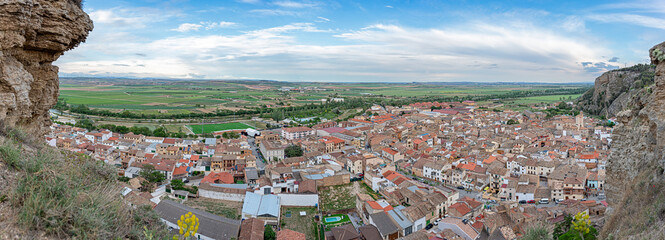 General panoramic view of Falces from the viewpoint, Navarra, Spain
