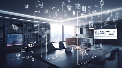 Internet of Things, Image of a smart home, Featuring various connected devices and appliances AI - Powered by Adobe