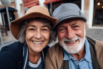 Obraz premium Happy senior couple taking a selfie
