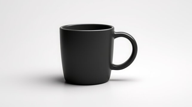Black mug on white background.