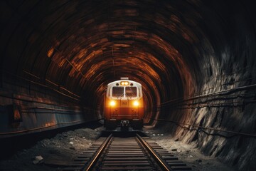 Fototapeta na wymiar Train travelling through tunnel