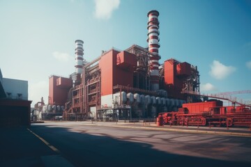 Modern Industrial Power Plant Against a Clear Blue Sky