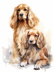 Cocker Spaniel with Wavy Fur in Watercolor AI Generated