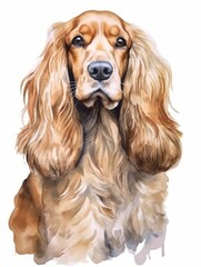 Cocker Spaniel with Wavy Fur in Watercolor AI Generated