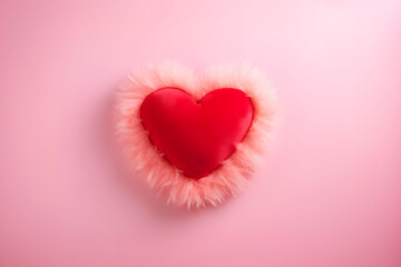 St. Valentine's Day celebration, heart shaped red velvet decorative pillow.