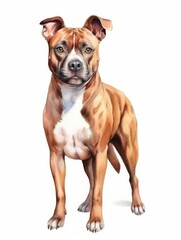 Strong Build Staffordshire Bull Terrier Watercolor Painting AI Generated