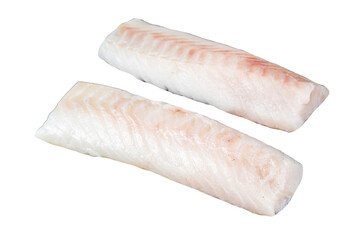 Raw cod loin fillet fish  Transparent background. Isolated.