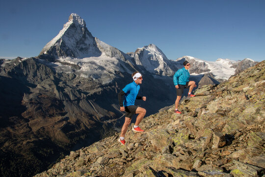 Runners trail Running with Matterhorn View