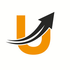 Financial Logo On Letter U Concept With Growth Arrow Icon