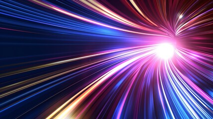 Dynamic light burst with vibrant blue and red streaks perfect for tech, energy, or abstract backgrounds.