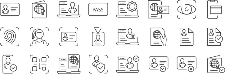 Verification and authorization symbols. Set of simple icons in silhouette. Vector illustration. EPS 10 - obrazy, fototapety, plakaty