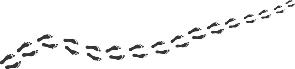 Footprint icon. Barefoot footprints, shoe prints. Collection of black symbols. Vector illustration