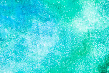 abstrakter Hintergrund mit Aquarellfarben in blau, grün, türkis - obrazy, fototapety, plakaty