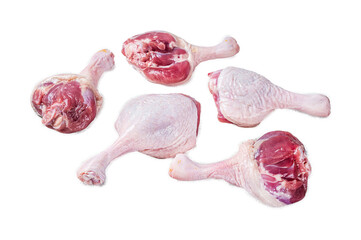 Raw Duck legs drumsticks Transparent background. Isolated.