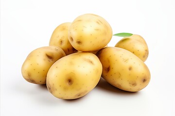 High quality image of fresh uncooked potato on white backdrop for ads, packaging, and labeling