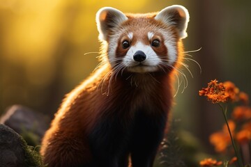 Obraz premium Elusive beauty weasels portrait set against the enchanting forest backdrop
