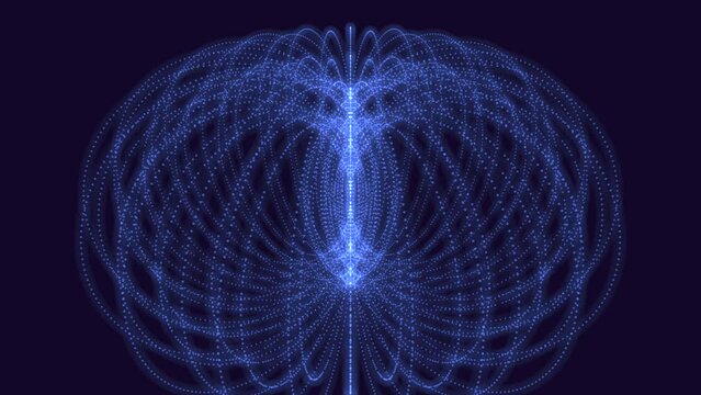 An abstract depiction of a human head formed by glowing, golden lines arranged in a circular pattern, emanating from the center, creating a captivating visual effect