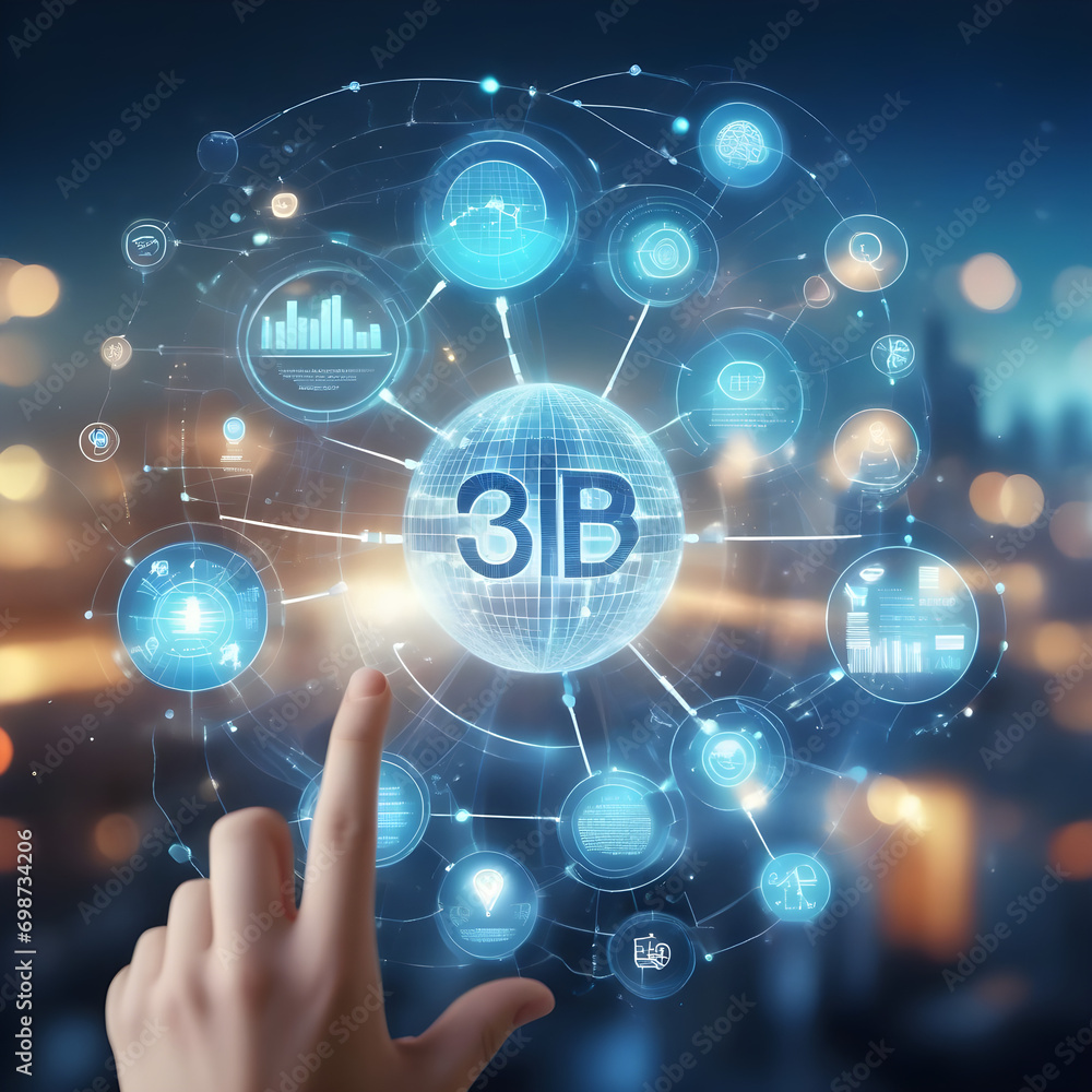 Poster digital transformation change management, internet of things. new technology bigdata and business pr