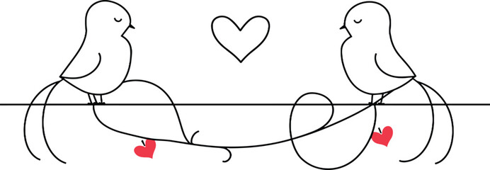 Couple Dove of love, vector of dove line art illustration , Valentine's Day concept, romantic symbol, love theme, decorative, romantic birds, valentine's decoration,  couple birds