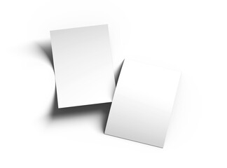 Blank A4 sheet 3d renders on a transparent background