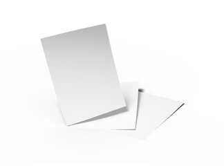 Blank A4 sheet 3d renders on a transparent background