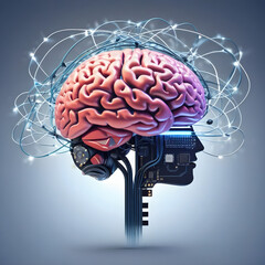 Brain connected to technology