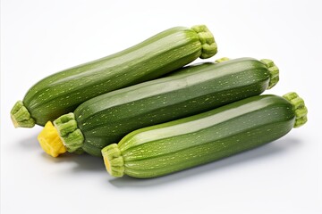 Fresh organic zucchini on clean white backdrop for captivating ads and packaging designs